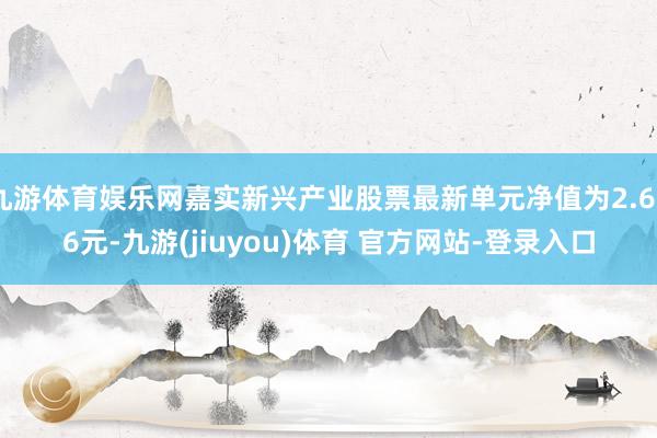 九游体育娱乐网嘉实新兴产业股票最新单元净值为2.656元-九游(jiuyou)体育 官方网站-登录入口